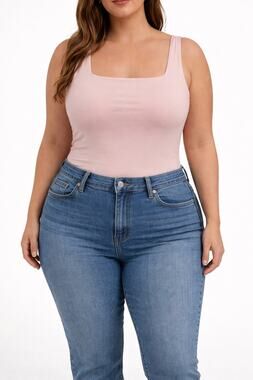 NWT Old Navy 4X Pale Ballerina Pink Square Neck Bodysuit Basic Closet Staple